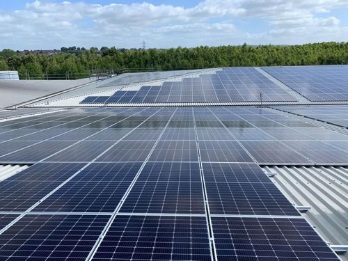 solar panels on factory roof