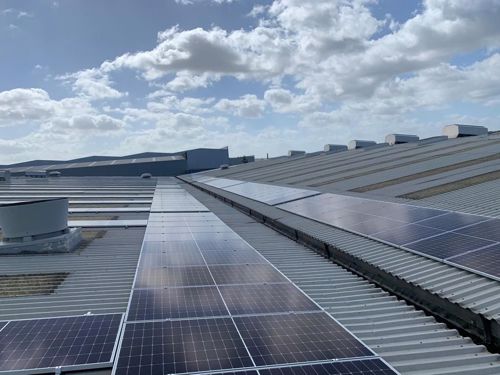 solar panels on factory roof
