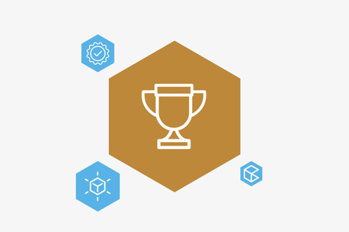 Icon of bronze award on hexagon background